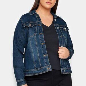 EVANS Dark Wash Denim Jacket Stretch Classic Trucker Size 14 (UK 18) NWOT